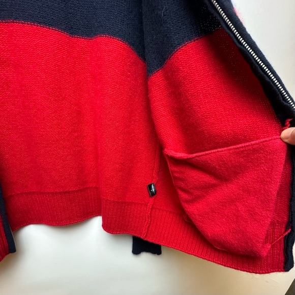 Jenni Kayne cashmere blue red soft full zip cardigan - Picture 11 of 11